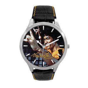 Bruce Lee Watch Men' Fight Stance – Pioneer Series Black Leather Band Game Time